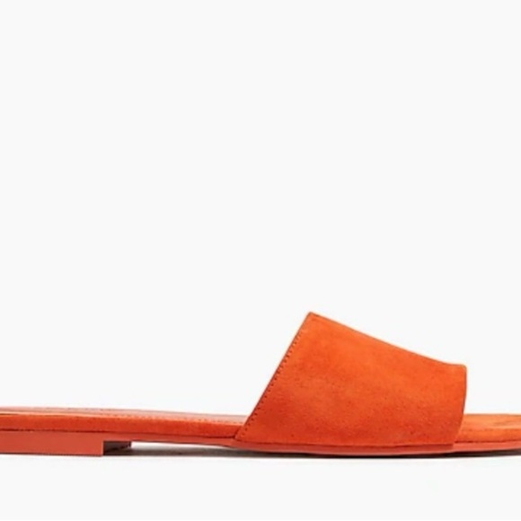 J Crew Microsuede Single Strap Orange Slide Sandal size 8 NIB - Picture 2 of 5